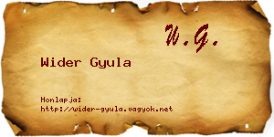 Wider Gyula névjegykártya